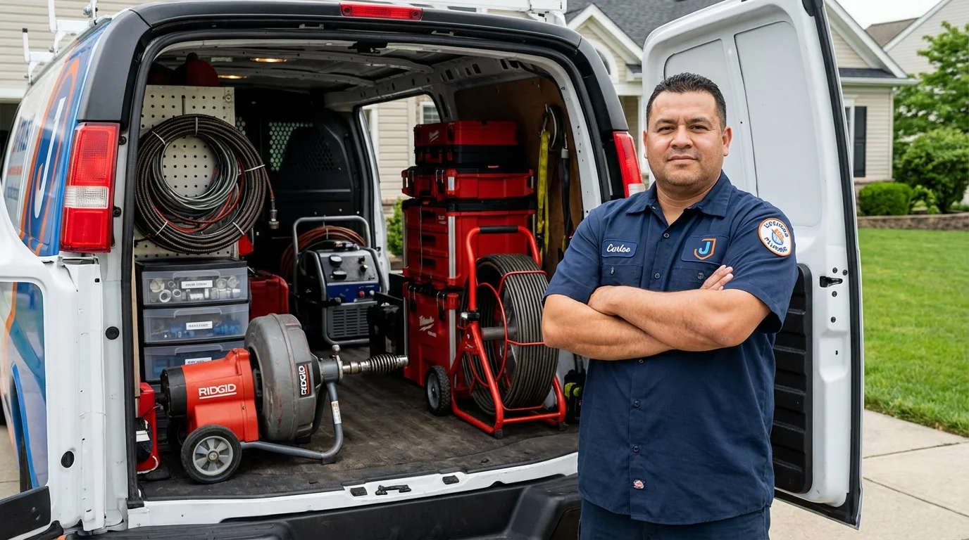 Professional drain cleaning equipment and Johns Plumbing LLC plumber in Mamou