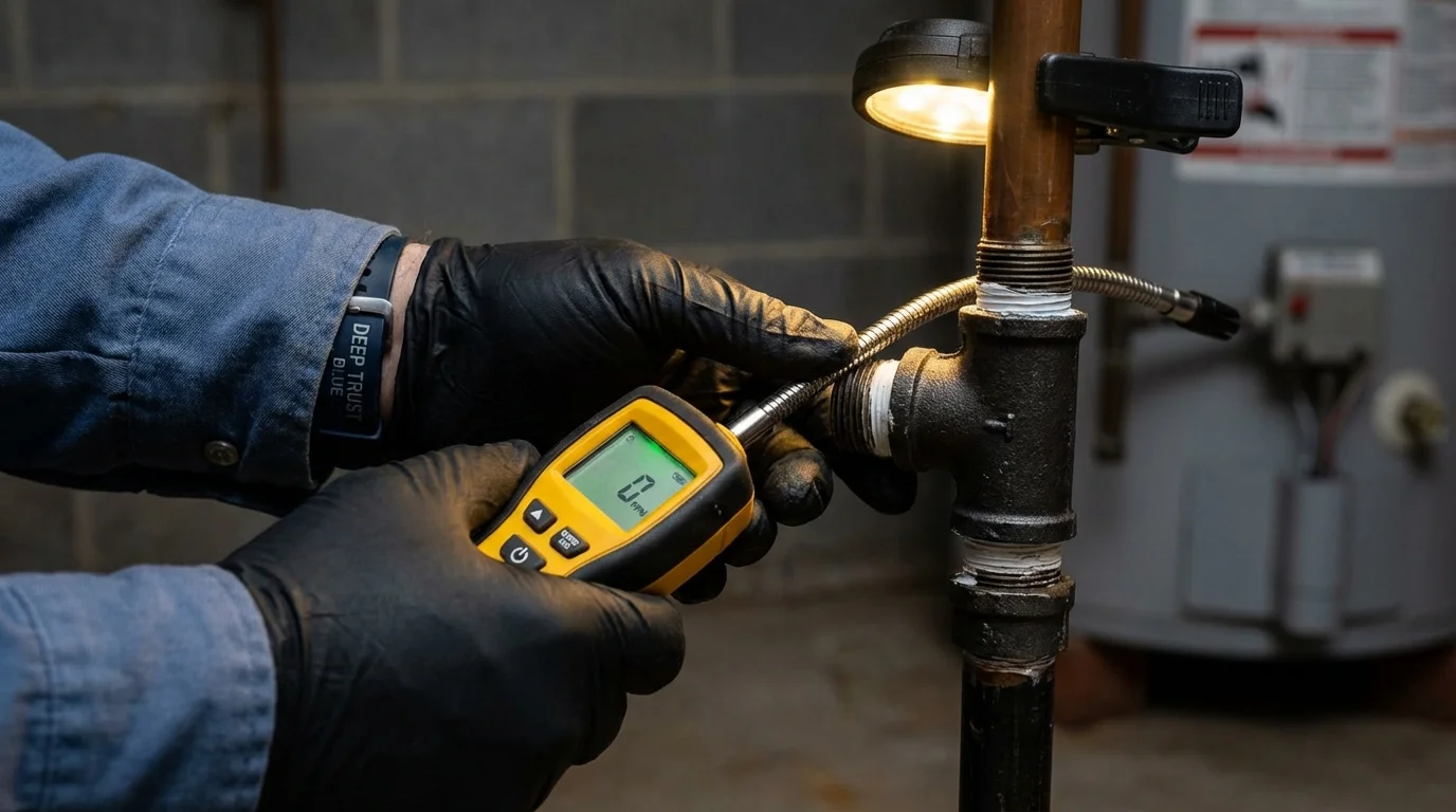 Gas leak detection with electronic sniffer by Johns Plumbing LLC in Mamou