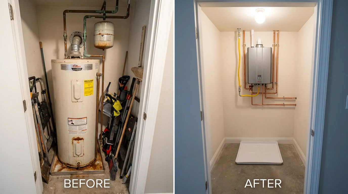 Tank water heater versus wall-mounted tankless unit comparison for Mamou, LA homeowners