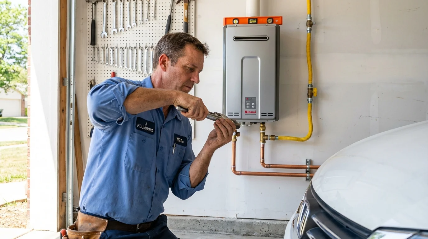 Tankless water heater installation by a Johns Plumbing LLC plumber in Mamou